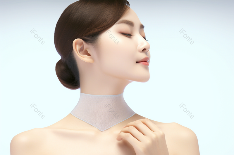 闭着眼睛享受做颈膜的女性美容护肤保养,高清,摄影图,摄影图片,图片大全,摄影图免费下载